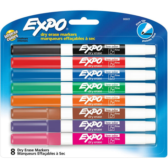 Expo Dry Erase Markers, Fine Tip, Assorted, 8/Pack (86601)