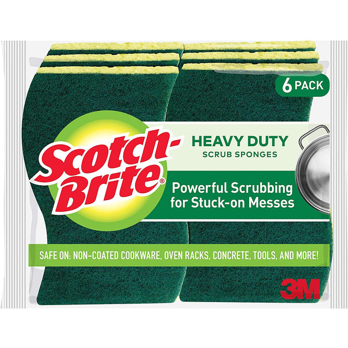 Scotch-Brite Heavy Duty Scrub Sponges, Green/Yellow, 6/Pack (426)