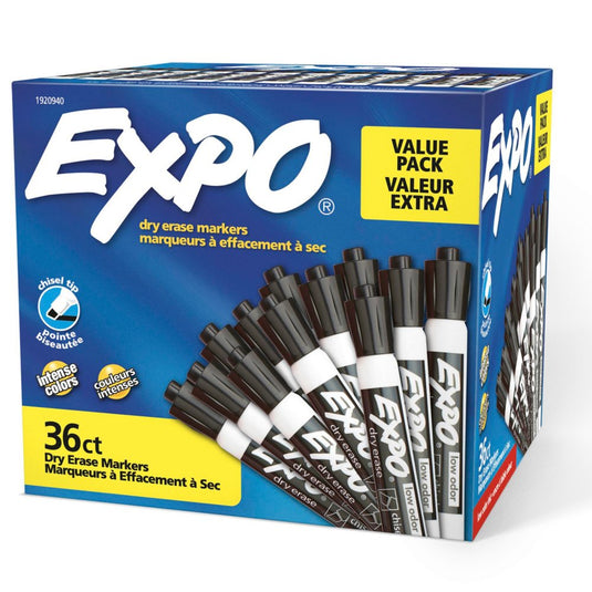 Expo Dry Erase Markers, Chisel Tip, Black, 36/Pack (1920940)