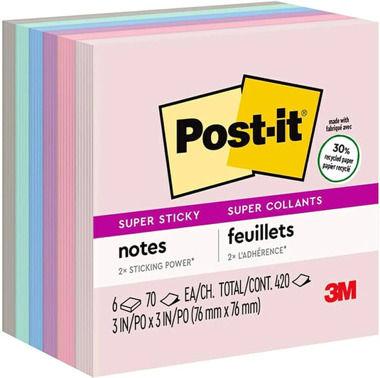 Post-it Recycled Super Sticky Notes, 4