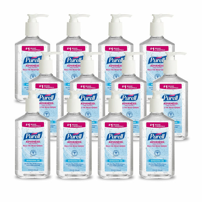 PURELL Advanced 70% Alcohol Gel Hand Sanitizer, Clean Scent, 12 oz., 12/Carton (3659-12)