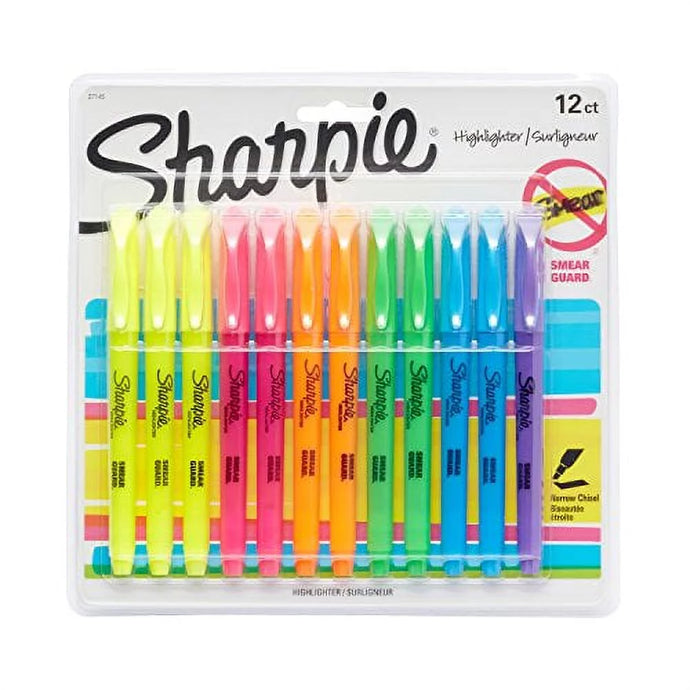 Sharpie Stick Highlighter, Chisel Tip, Assorted, Dozen (27145)