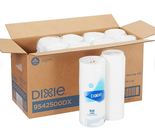 Dixie Dome Plastic Hot Cup Lids, 10-20 oz., White, 500/Carton (9542500DX)