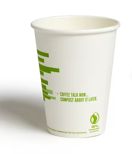 Perk™ Compostable Paper Hot Cup, 12 Oz., White/Green, 500/Carton (PK56222CT)