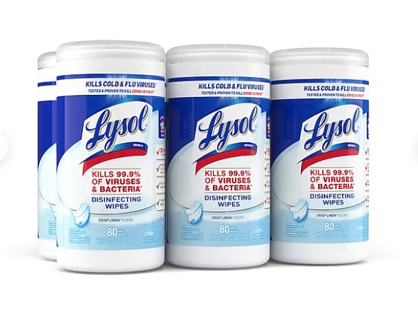 Lysol Disinfecting Wipes, Crisp Linen Scent, 80 Wipes/Canister, 6 Canisters/Carton (1920089346CT)