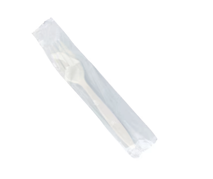 Emerald Individually Wrapped Compostable PLA Fork, Heavy-Weight, Beige, 500 Pieces/Carton (EMRECOFKW-C)