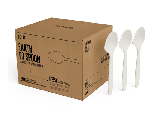 Perk™ Compostable PLA Spoon, Medium-Weight, White, 1800/Carton (PK56203CT)