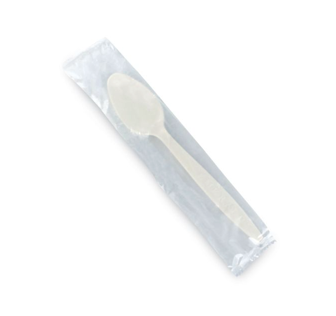 Emerald Individually Wrapped Compostable PLA Spoon, Heavy-Weight, Beige, 500 Pieces/Carton (EMRECOTSW-C)