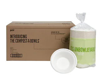 Perk™ Compostable Paper Bowls, 12 Oz., White, 750/Carton (PK61285CT)