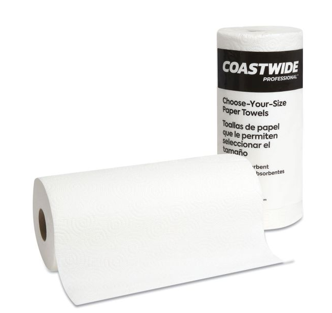 Coastwide Professional Jumbo Kitchen Rolls Paper Towel, 2-Ply, White, 250 Sheets/Roll, 12 Rolls/Carton (CW21806)