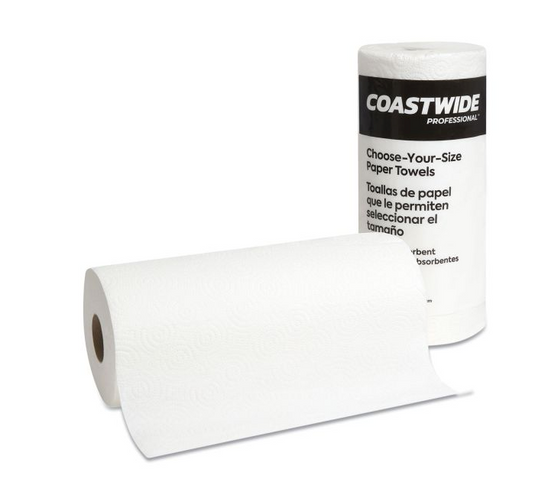 Coastwide Professional Choose-Your-Size Kitchen Rolls Paper Towel, 2-Ply, White, 128 Sheets/Roll, 15 Rolls/Carton (CW21809)