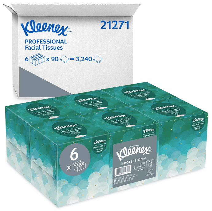 Kleenex Boutique Standard Facial Tissues, 2-Ply, 90 Sheets/Box, 6/Pack (21271)