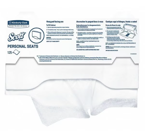 Scott Sanitary Toilet Seat Covers, White, 18