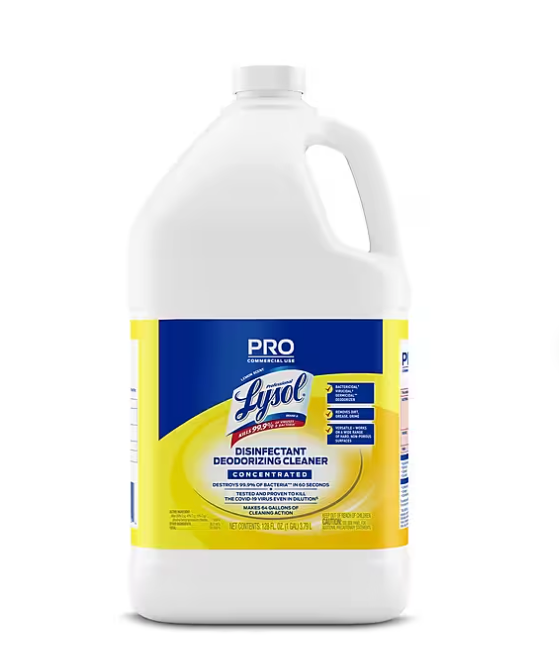 Lysol Professional Disinfecting Deodorizing Cleaner, Concentrate, Lemon Scent, 128 oz. (3624176334)