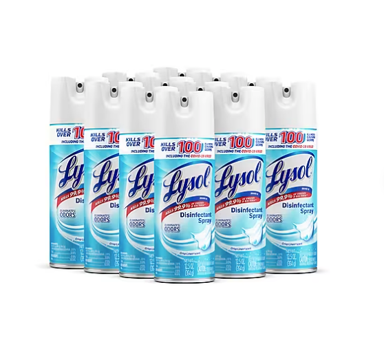 Lysol Disinfectant Spray, Crisp Linen, 12.5 Oz. 12/Carton (1920074186)