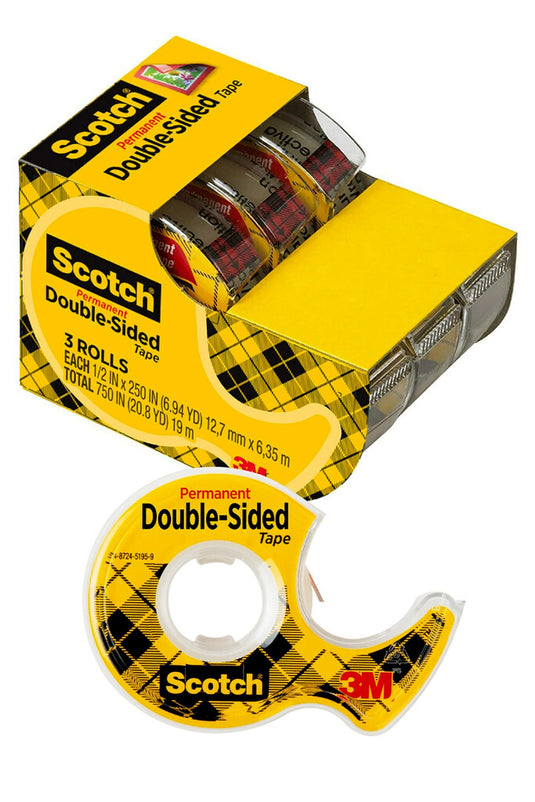 Scotch Permanent Double Sided Tape with Dispenser, 1/2