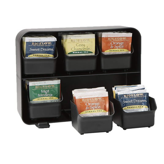 Mind Reader Plastic 6-Drawer Tea Bag Organizer, Black (STBORG-BLK)