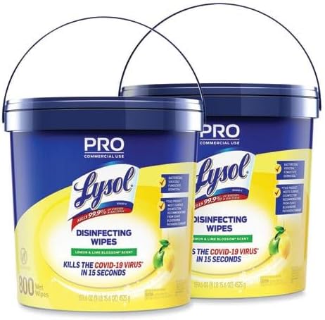 Lysol Pro Disinfecting Wipes, Lemon & Lime Blossom Scent, 800 Wipes/Canister, 2 Canisters/Carton (19200-99856CT)