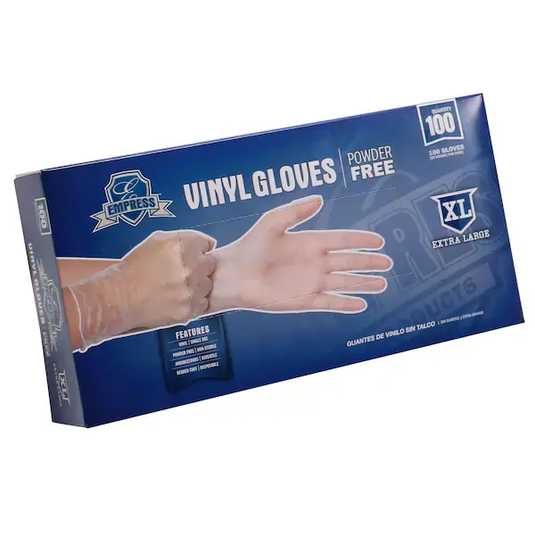 GLOVES: EVPXL4004 EMPRESS VINYL GLOVE POWDER FREE EXTRA LARGE 100/BX, 10 BX/CS