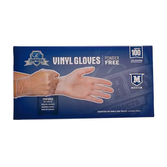 Gloves:EVPFM4002 EMPRESS VINYL GLOVE POWDER FREE MEDIUM 100/BX, 10 BX/CS