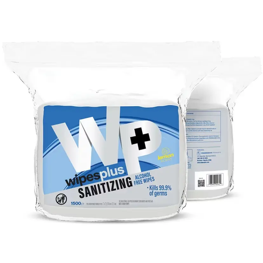 GYM WIPES:37502 CFS WIPES PLUS SANITIZING ALCOHOL-FREE WIPES RESEALABLE REFILL BAG 1500 COUNT, 4/CS