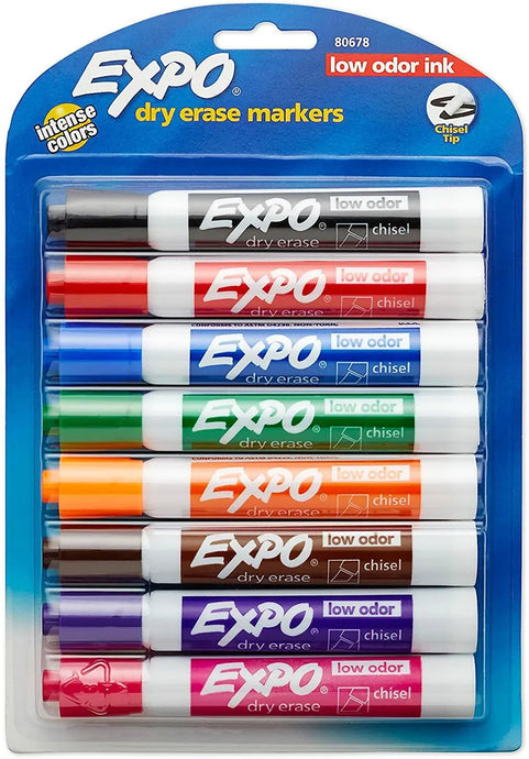 Expo Dry Erase Markers, Chisel Tip, Assorted, 8/Pack (1927524)