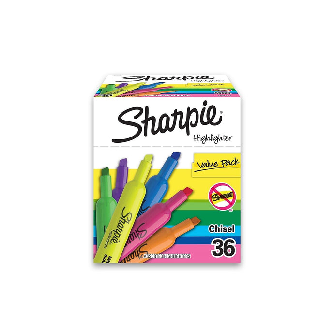 Sharpie Tank Highlighter, Chisel Tip, Assorted, 36/Pack (2133496)